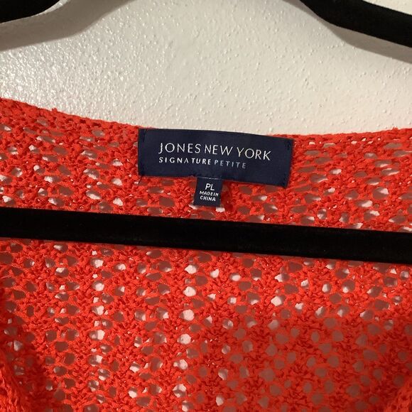 Vintage Y2K Red Orange Open Knit Beachy Bohemian Festival Cardigan PL - Picture 2 of 8